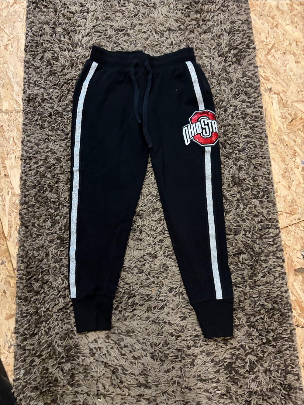 PINK Victoria's Secret Black Kids Joggers with Silver Side Stripes